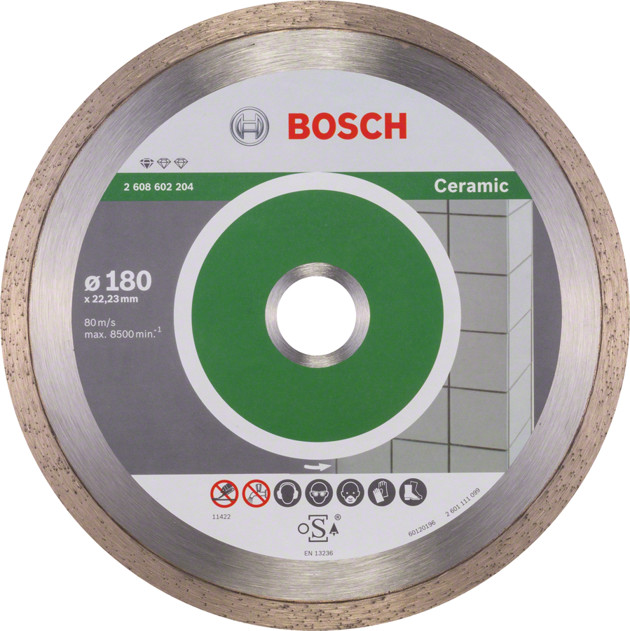 Diamantový řezný kotouč Bosch Standard pro keramiku 180 mm.