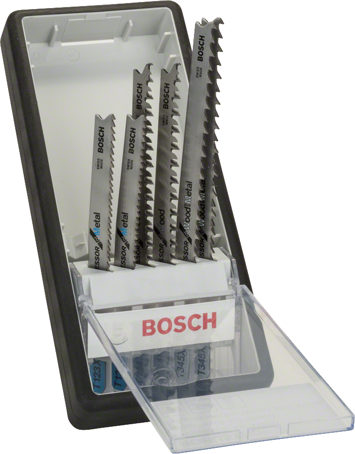 Sada 6dílných pilových plátků do přímočaré pily Bosch Robust Line na dřevo a kov.