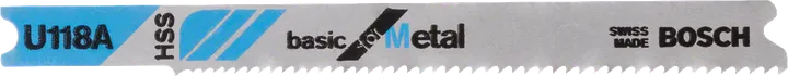 Pilový list Bosch U 118 A pro řezání tenkých plechů.