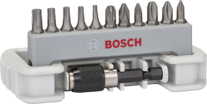 11dílná sada šroubovacích bitů Bosch s držákem bitů.