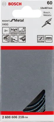 Brusný pás Bosch X450 o zrnitosti 60, 13×457 mm.