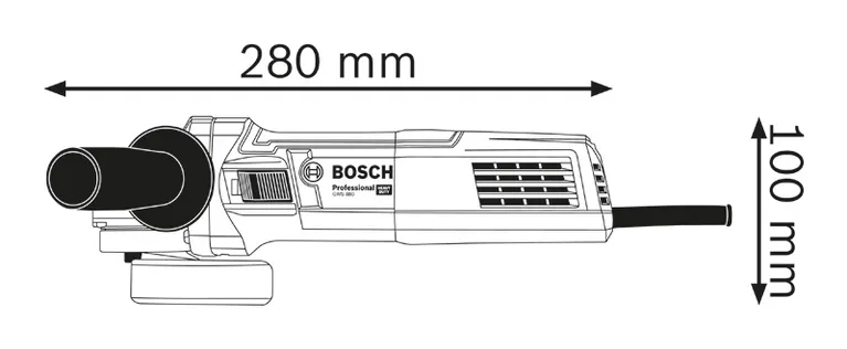 Rozměry úhlové brusky.