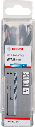 Sada spirálových vrtáků Bosch HSS PointTeQ 7,9 mm.
