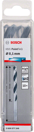 Sada spirálových vrtáků Bosch HSS PointTeQ 8,1 mm.