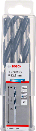 Sada spirálových vrtáků Bosch HSS PointTeQ 12,2 mm.