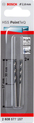 Vrtáky Bosch HSS PointTeQ 2,6 mm.