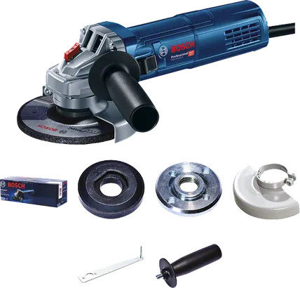 Úhlová bruska Bosch GWS9-125S s příslušenstvím.