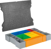 Sada 12dílných vložných boxů Bosch L-BOXX pro uložení drobných předmětů.