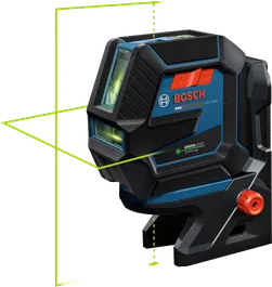 Kombinovaný laserový nivelační přístroj Bosch GCL 2-50 G se zelenými paprsky.