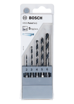 5dílná sada šestihranných vrtáků Bosch PointTeQ HSS 2–6 mm.