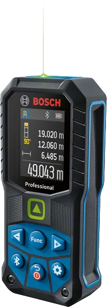 Laserový měřič vzdálenosti Bosch GLM 50-27 CG s digitálním displejem.