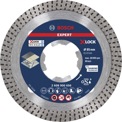Diamantový řezný kotouč Bosch EXPERT HardCeramic X-LOCK 85 mm.