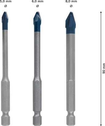 Sada vrtáků Bosch EXPERT Hard Ceramic HEX-9, 3dílná.
