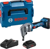 Akumulátorový prostřihovač Bosch GNA 18V-16 s pouzdrem a nabíječkou.