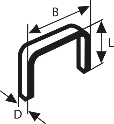 Sponky Bosch PTA 6300 ve tvaru U, rozměry označené štítkem.
