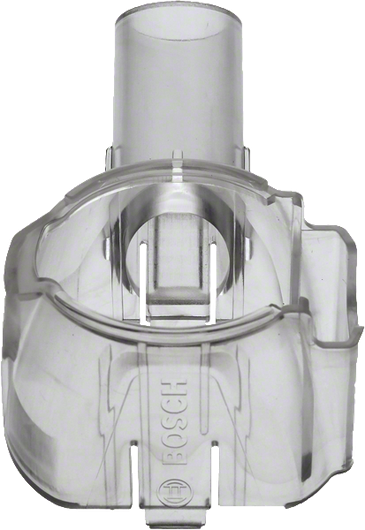 Adaptér na vysavač Bosch z průhledného plastu, délka 111 mm.