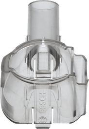 Adaptér na vysavač Bosch z průhledného plastu, délka 111 mm.