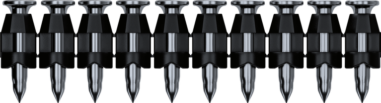 Hřebíky Bosch NM-19 s délkou 19 mm v pásu.