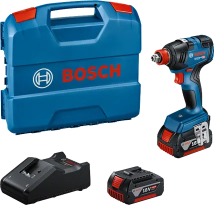 Rázový utahovák Bosch GDX 18V-200 s pouzdrem a bateriemi.