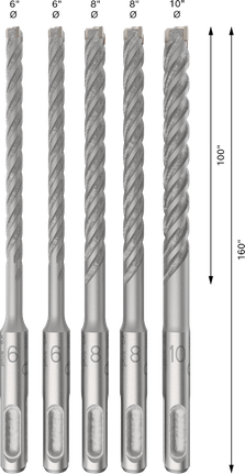 Sada vrtáků do kladiv Bosch PRO SDS plus-5X, 5 velikostí.