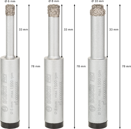 Sada vrtáků pro suché vrtání Bosch PRO Keramic 6,8,10 mm.