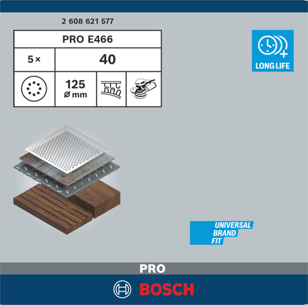Brusné kotouče Bosch PRO E466 125 mm G40 5 ks.