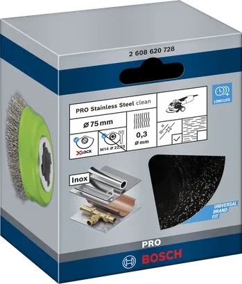 Hrncový kartáč Bosch PRO z nerezové oceli 75×0,3 mm X-Lock.