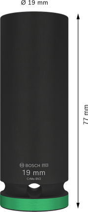 Rázový nástrčný klíč Bosch PRO 1/2 palce, hloubka 19 mm.