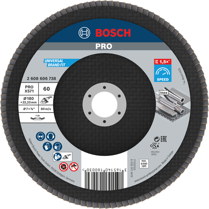 Lamelový kotouč Bosch PRO X571 180 mm G60 pro broušení kovů.