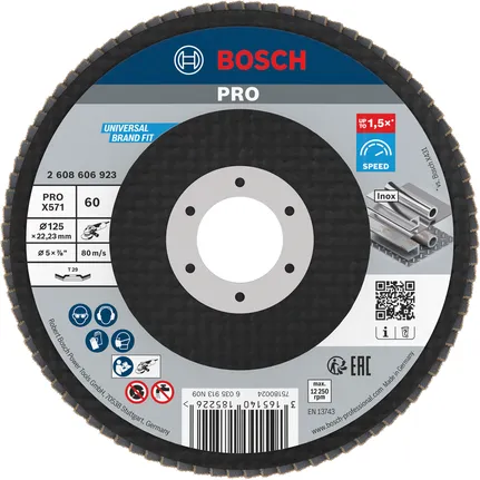 Lamelový kotouč Bosch PRO X571 na kov a nerezovou ocel.