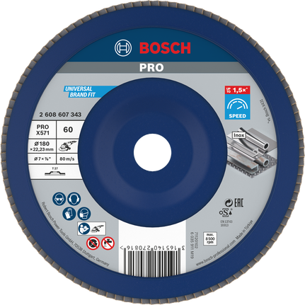 Lamelový kotouč Bosch PRO X571 180 mm G60 pro broušení kovů.