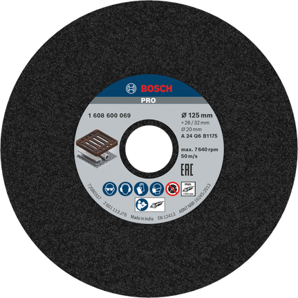 Brusný kotouč na kov Bosch PRO 125 x 26 x 20 mm.