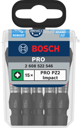 Sada 15 rázových bitů Bosch PRO PZ2.