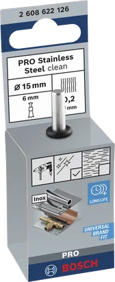 Kartáč Bosch PRO s čistými konci z nerezové oceli 15×0,2 mm.