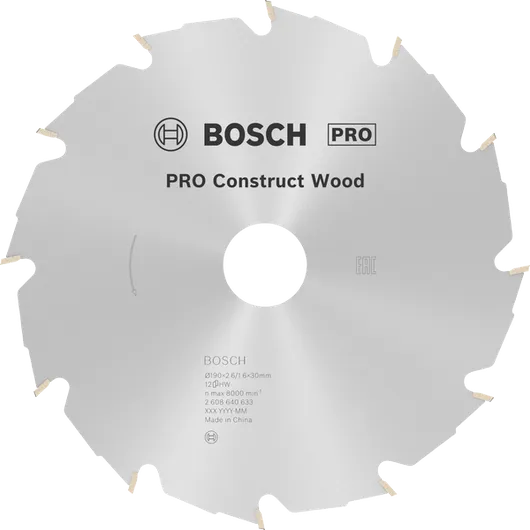 Kotouč do okružní pily Bosch PRO Construct Wood, 190 mm.