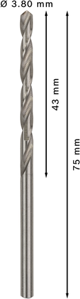 Spirálový vrták Bosch PRO Metal HSS-G 3,8 mm, délka 75 mm.