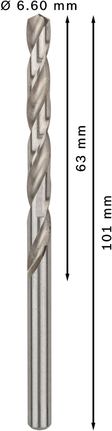 Spirálový vrták Bosch PRO Metal HSS-G 6,6 mm, standardní délka.