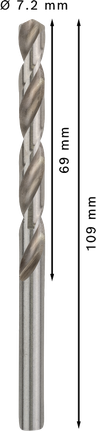 Spirálový vrták Bosch PRO Metal HSS-G 7,2 mm, standardní délka.