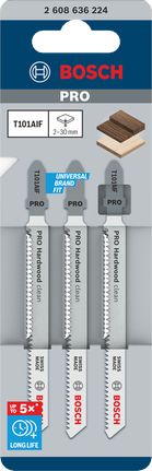 Pilové plátky Bosch PRO Hardwood clean T101AIF do přímočaré pily 100 mm 3 ks.