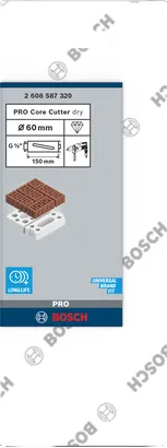 Jádrová fréza Bosch PRO na suchý chod 60×150 mm G 1/2″.
