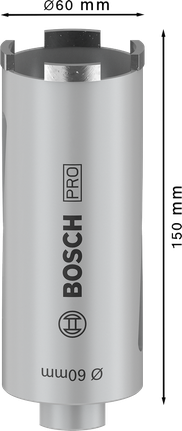 Jádrová fréza Bosch PRO pro suchý chod 60x150 mm G 1/2 palce.