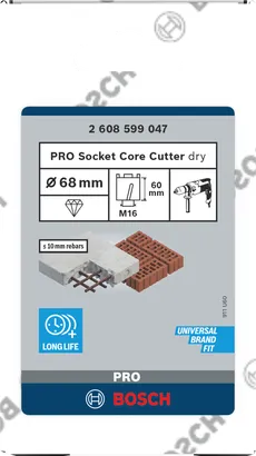 Jádrová fréza Bosch PRO 68×60 mm M16 bez závitu.