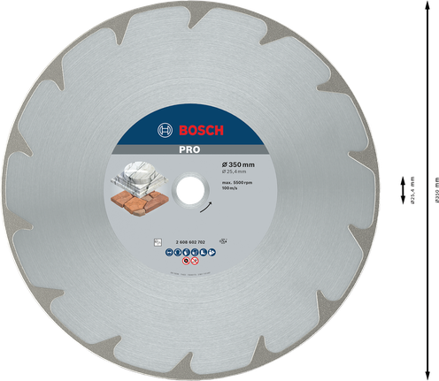Diamantový kotouč Bosch PRO Marble 350 mm pro řezání kamene.