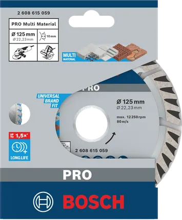 Diamantový kotouč Bosch PRO Multi Material 125 × 22,23 mm.