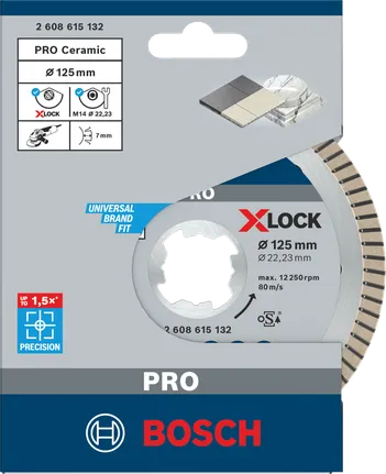 Diamantový kotouč Bosch PRO Ceramic X-Lock 125×22,23 mm.