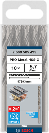 Sada spirálových vrtáků Bosch PRO Metal HSS-G 5,7 mm.