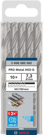 Sada vrtáků Bosch PRO Metal HSS-G 7,3 mm, 10 kusů.