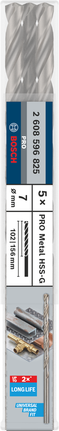 Sada spirálových vrtáků Bosch PRO Metal HSS-G o délce 7 mm.