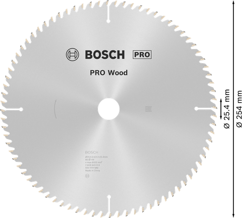 Kotouč do okružní pily Bosch PRO Wood, 254 mm, 80 zubů.