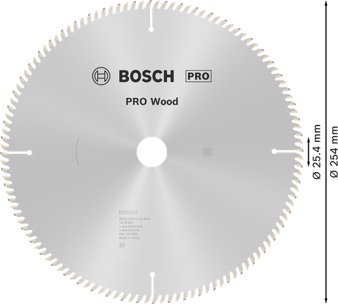 Kotouč do okružní pily Bosch PRO Wood 254 mm pro jemné řezy.